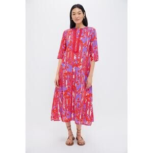 RO'S GARDEN Coral Petunia Embroidered Long Kurta Size M NWT